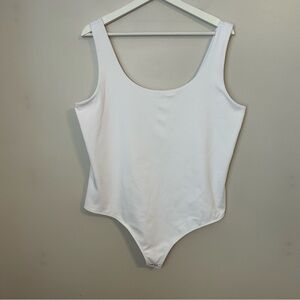 Express White Bodysuit Body Contour Sleeveless Compression Scoopneck Neutral